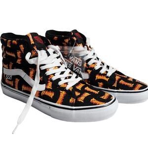 Vans x Thrasher Mens Skate Sk8-Hi Black Hightop Canvas Shoes Size 10 NWT